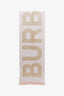Burberry Pink/Gold Wool Logo Fringe Scarf