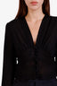 Nili Lotan Black Silk V-Neck Long Sleeve Blouse Size 2