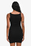 Off-White Black Ribbed Logo Scoop Neck Mini Dress Size 36