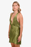 Shona Joy Green Satin Halter Top Mini Dress Size 8 US