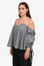 Caroline Constas Black/White Gingham Cold Shoulder Top Size M