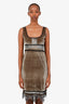 Dolce & Gabbana Green/Black Velvet Mini Slip Dress with Lace Trim Estimated Size L