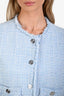 Maje Sky Blue Metallic Tweed Short Sleeve Tweed Jacket Size 40