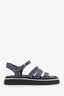 Pre-loved Chanel™ Navy Tweed Faux Pearl Trimmed Sandals Size 36.5