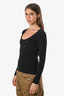 Doen Black Cotton Scoop Neck Long Sleeve Romy Top Size S