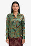 L'agence Green Printed Silk Button Down Shirt Size XS