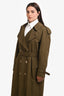 Burberry Olive Green 'The Westminster' Long Trench Coat Size 12