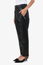 Balenciaga 2017 Black Leather Logo Patch Cropped Moto Pants Size 42