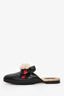 Gucci Black Leather Princetown Flower Mules Size 37