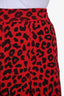 Gucci Red/Black Knit Leopard Print Pleated Midi Skirt Size Small