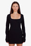 Acne Studios Black Wool Blend Square Neck Long Sleeve Corset Mini Dress Size 38
