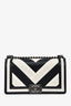 Pre-loved Chanel™ 2016-17 White/Black Leather Chevron Medium Boy Shoulder Bag
