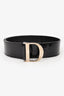 Christian Dior Black Patent Leather Logo 'D' Belt Size 80