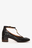 Chloe Brown Patent Leather T-Strap Heeled Sandals Size 37.5