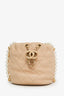 Pre-loved Chanel™ 2021 Beige Leather Mini About Pearls Drawstring Bucket Bag