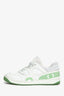 Gucci White and Green Leather and Canvas 'Basket Low' Sneakers Size 39
