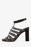 Brunello Cucinelli Black/Silver Beaded Gladiator Block Heels Size 36.5