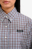 Miu Miu 2025 Blue/Burgundy Gingham Check Button Up Shirt Size 42