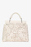Sac Cabas Roger Vivier en cuir blanc à découpes florales