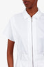 Hermès White Mosaic Zip-up Short Sleeve Shirt Dress Size 38