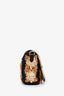 Gucci Brown/Black Woven Floral Raffia GG Marmont Small Shoulder Bag