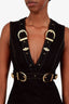 Versace Jeans Black Denim Baroque Buckle Sleeveless Mini Dress Size 0