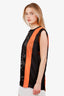 DSquared Black/White/Orange Multi Print Zippered Sleeveless Blouse Size 48