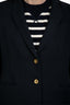 Burberry Navy Cotton Blend Single Button Blazer Jacket Size 8