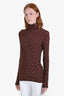 Paco Rabanne Brown Crystal Embellished Turtleneck Long Sleeve Top Size 38