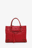Balenciaga Red Calfskin Leather Mini Papier A4 Magnet Tote Bag with Strap