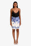 Zimmermann White/Blue Linen Scalloped Belted Skirt Size 2