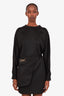 Fendi Black Cotton Long Sleeve Mini Dress with Waist Belt Size L