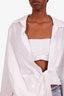 Jacquemus White Cotton Tie Detailed Full Sleeve Cropped Shirt Size 34
