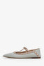 Valentino Vale Grey Smooth Leather Foldback Rockstud Flats Size 35