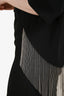 Stella McCartney Black Crepe Fringe Bead Layered Cape Mini Dress Size 38