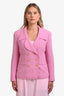 Pre-loved Chanel™ Pink Wool Double Breasted Coco Mark Button Jacket Size 40