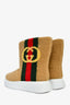 Gucci Beige GG Shearling Striped Ankle Boot Size 8 Mens
