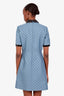 Gucci Blue GG Logo Lamé Dress With Detachable Collar Size 40