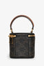 Celine Brown Coated Canvas and Calfskin Mini Triomphe Vanity Case Top Handle with Shoulder Strap