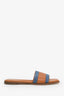 Alexander McQueen Brown Leather and Blue Denim Logo Sandals Size 38