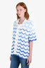 Casablanca White/Blue Cotton Gradient Crochet Button Shirt Size XS