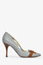 Dolce & Gabbana Light Blue/Brown Leather Buckle Detail Pointed Toe Heel Size 39