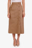 Louis Vuitton Brown/Beige Wool Button Up Midi Skirt Size 36