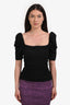 Frame Black Ruched Square Neck Betty Top Size XS