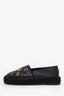 Pre-loved Chanel™ Black Leather CC Logo Espadrilles Size 37C