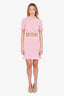 Miu Miu Pink Crinkled Cropped Blouse + Midi Skirt Set Size 38/40