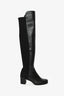 Stuart Weitzman Black Leather Spandex Knee High Boots Size 35.5