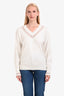See By Chloe White Deep V-Neck Lace Details Long Sleeve Top Size M