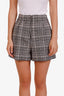 Sandro Black/White Wool Houndstooth High Waisted Zipper Shorts Size 36