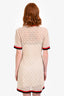 Gucci Cream/Red GG Monogram Lace Striped Trim Dress with Slip Size 40